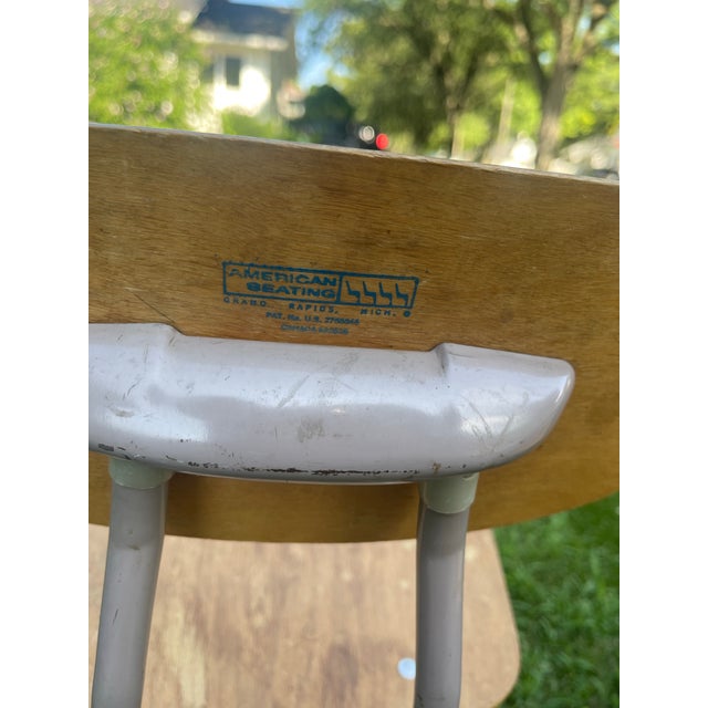Mid 20th Century American Seating Co. Set of 3 Wooden Classmate Chairs For Sale - Image 9 of 11