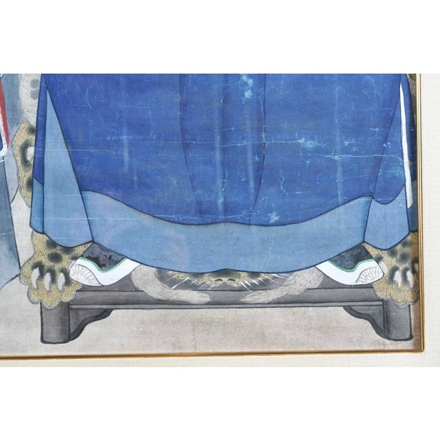 Chinese Ancestral Portrait, Gouache on Paper For Sale - Image 11 of 12