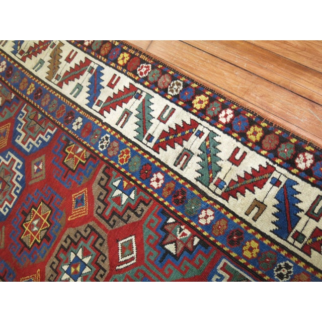 Zabihi Collection Moghan Antique Caucasian Kazak runner - 3'6" x 7'7" For Sale In New York - Image 6 of 8