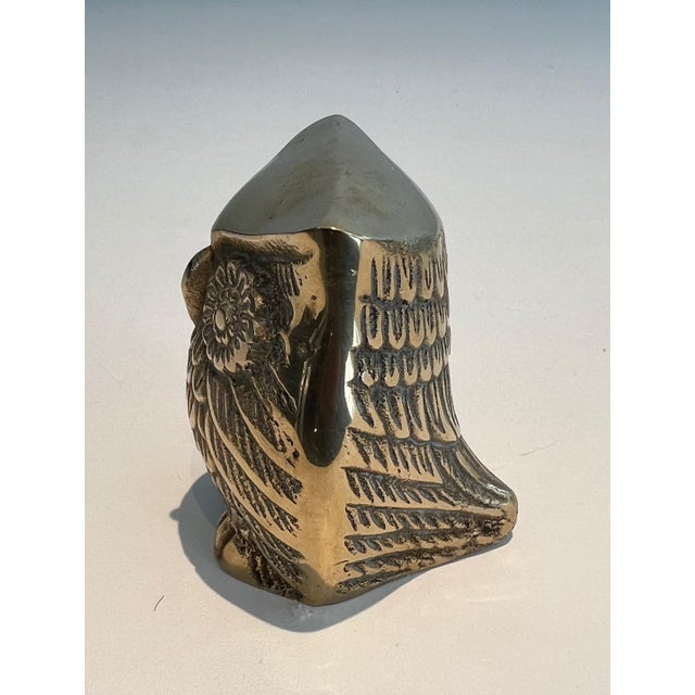 Brass 1970s Set of 3 small decorative brass owls For Sale - Image 8 of 12