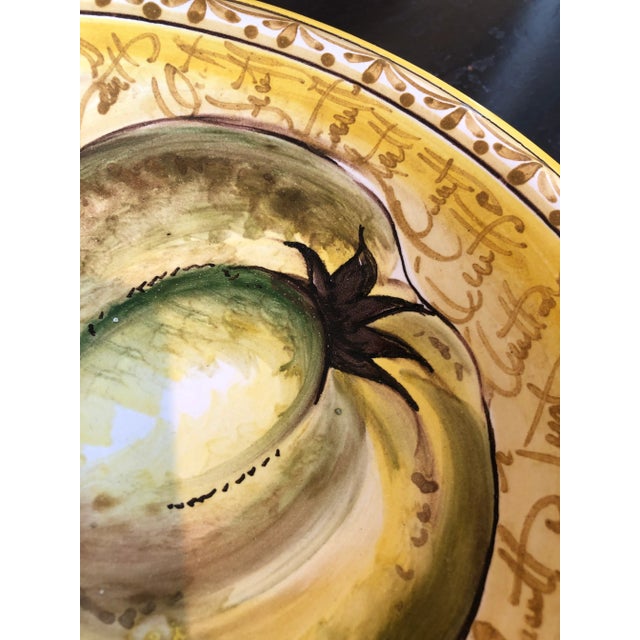 1990s 1990s Italian Hand Painted Round Ceramic Pear Wall Plates - a Pair For Sale - Image 5 of 9