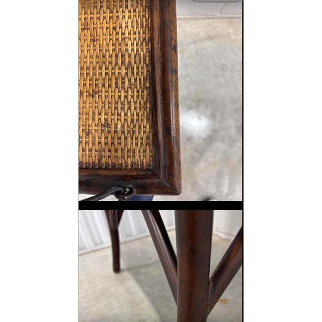 English Vintage, Bamboo, Rattan Side Table. Useful as Accent Table or Small Dry Bar With Wicker Accents. For Sale In West Palm - Image 6 of 7