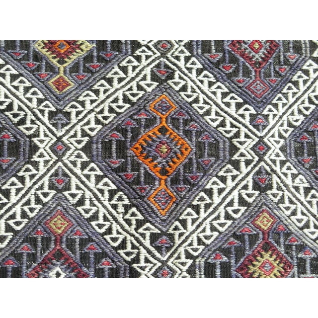 Charcoal 70s Turkish Handmade Aesthetic Boho Jejim Kilim Area Rugs For Sale - Image 8 of 11