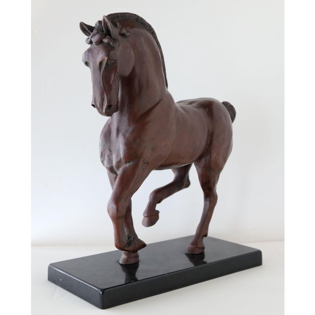 Mid 20th Century Heavy Solid Bronze Classic Horse Pacer Lost Wax Casting Process For Sale In West Palm - Image 6 of 18