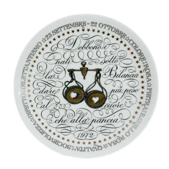 Piero Fornasetti Piero Fornasetti Zodiac Plates for Perugia, Complete Set of Twelve, Serie Zodiaci For Sale - Image 4 of 13