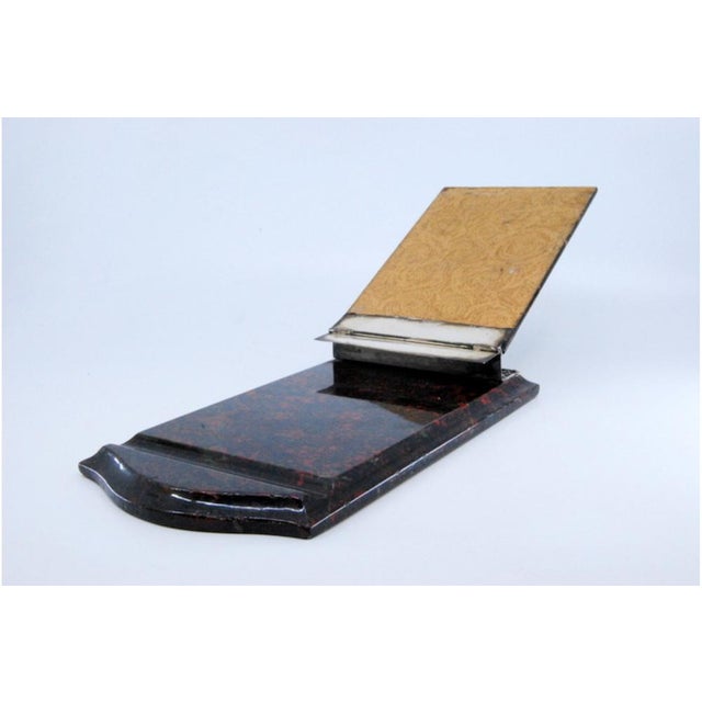 Stone Block Holder with Silver Applications and Snake Wrapped in Roses For Sale - Image 5 of 10