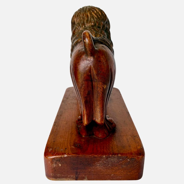 Late 19th Century Late 19th Century Hand-Carved Wood Lion Sculpture For Sale - Image 5 of 18