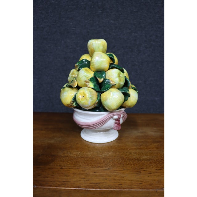 Mid 20th Century Italian Ceramic Apple Fruit Centerpiece on Pedestal For Sale - Image 5 of 8