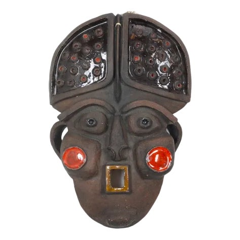 Vintage African Wall Mask, 1950s For Sale