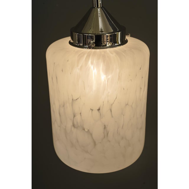 Art Deco Nickel-Plated Pendant with Glass Shade, Vienna, 1920s For Sale - Image 12 of 17