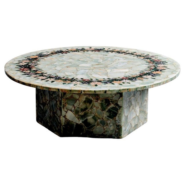 Onyx Table with Floral Stone Mosaic, 1970s For Sale - Image 11 of 11