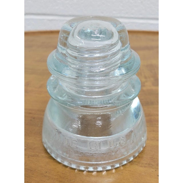 Teal Vintage Hemingray 42 Teal Tinted Glass Insulator For Sale - Image 8 of 11