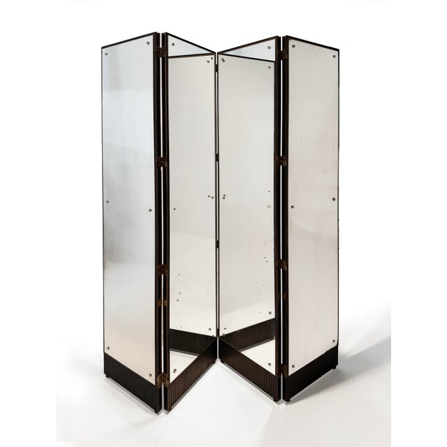 Wood 1930s Mirrored Art Deco Regency Folding Screen For Sale - Image 7 of 12