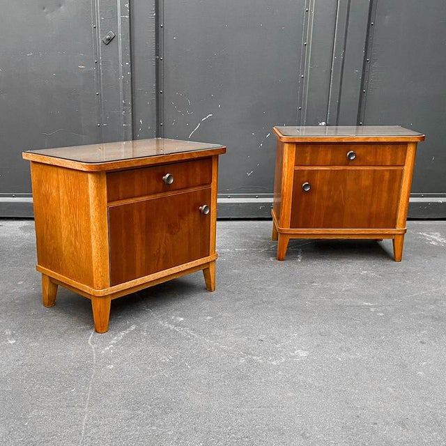 Brown Vintage Bedside Tables, Set of 2 For Sale - Image 8 of 16