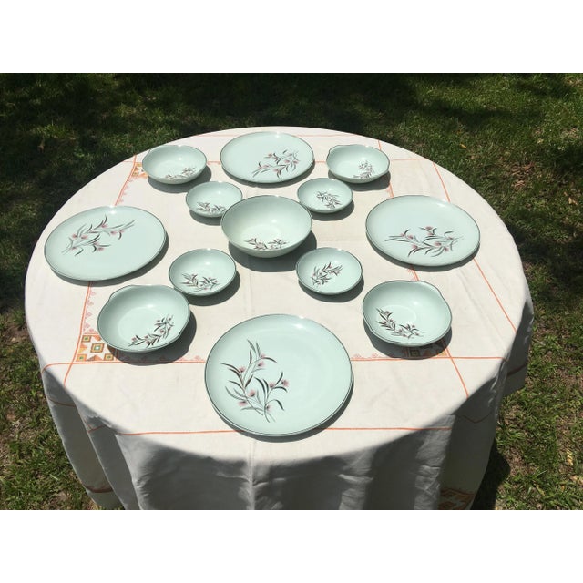 Vintage Ballerina Mist Pale Green Dinner Set- 13 Pieces For Sale - Image 11 of 13