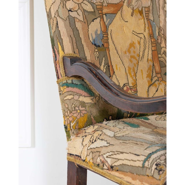 17th-Century French Baroque Walnut Spool Armchair with Petit Point Tapestry For Sale In Atlanta - Image 6 of 15
