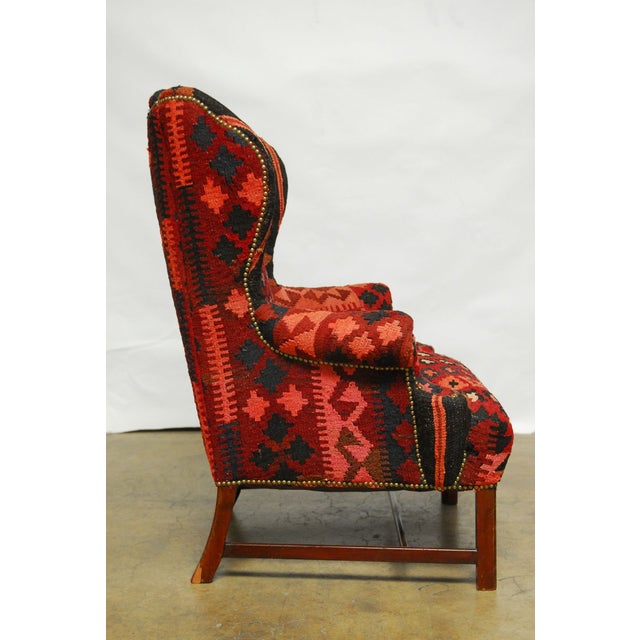 Kilim Wingback Armchair Chairish