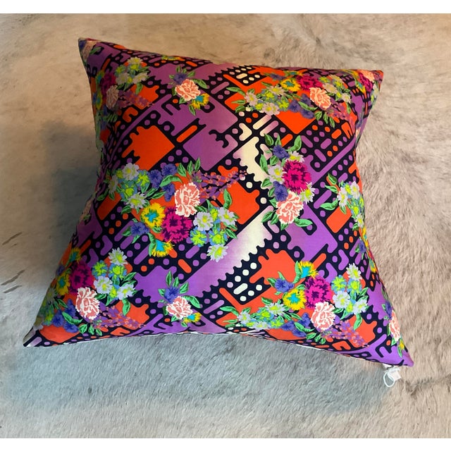 2020s Colorful Print Pillow With Insert For Sale - Image 5 of 8