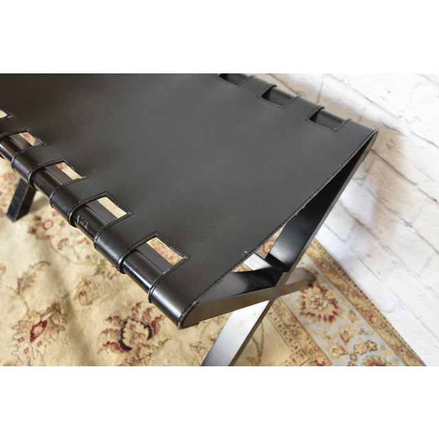 Black Leather Strapped XBase Director's Bench Chairish