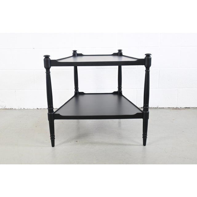 Paint Heritage Furniture French Regency Black Lacquered Wedge Table For Sale - Image 7 of 13