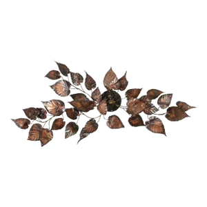 Mid Century Copper Autumn Leaves Tree Branch Wall Sculpture