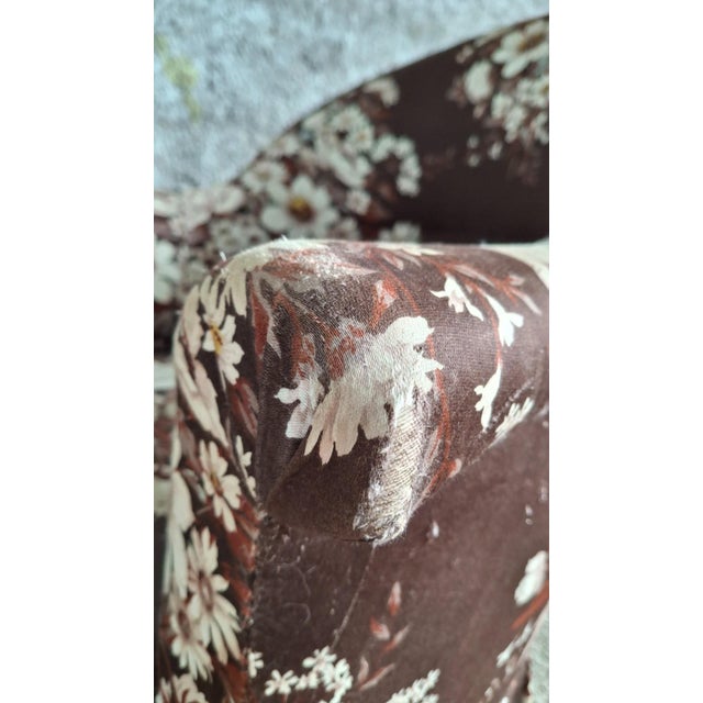 Antique Napoleon III Toadstool Lounge Chair with Floral Fabric, 1890s For Sale - Image 11 of 15