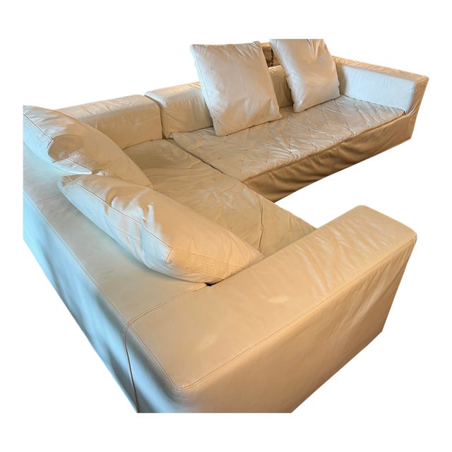 1990s Giovannetti Collezioni "Friends Light" Modular Sofa - White Italian Leather For Sale