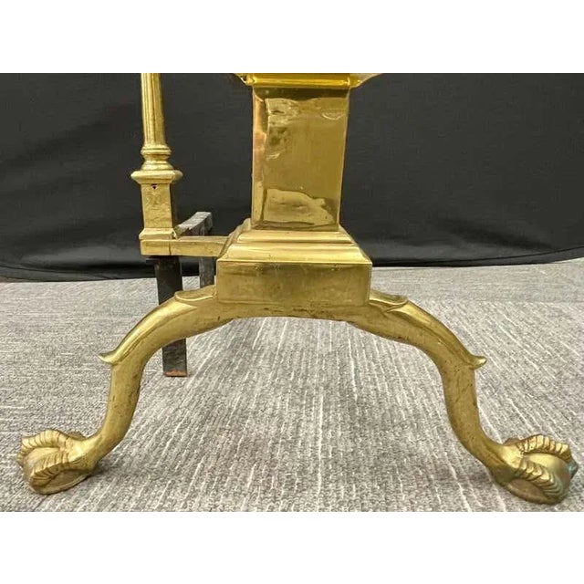 Metal Pair of Large Bronze Georgian Style Andirons For Sale - Image 7 of 9