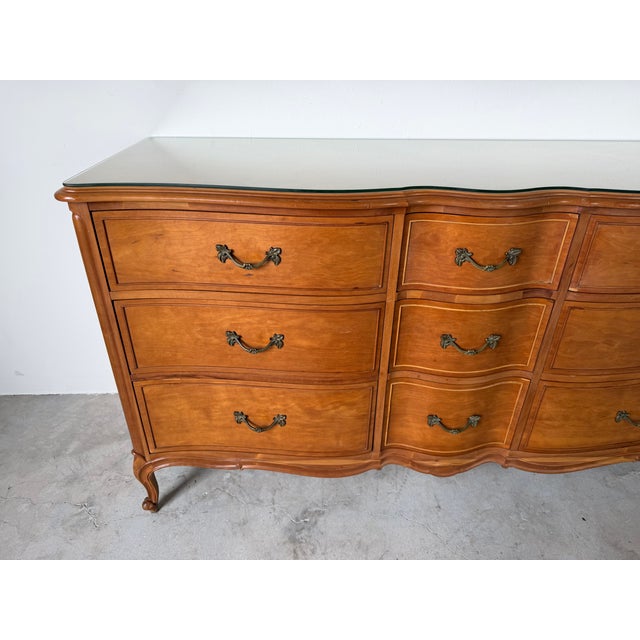 1970s Drexel Touraine French Provincial Louis XV Style Nine Drawer Dresser For Sale - Image 5 of 18