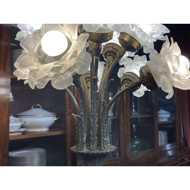 11-Light Floor Lamp in Copper and Silver Metal, 1950s For Sale - Image 6 of 12