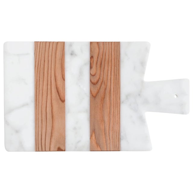 Large White Marble and Wood Cutting Board For Sale - Image 9 of 9
