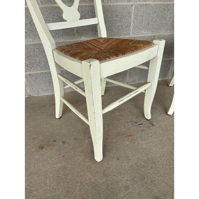 Early 21st Century Pottery Barn Napolean Cream Rush Bottom Side Chairs For Sale - Image 5 of 11
