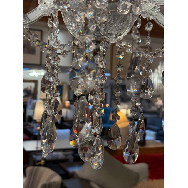 Traditional Crystal and Glass Five-Light Chandelier For Sale - Image 11 of 12