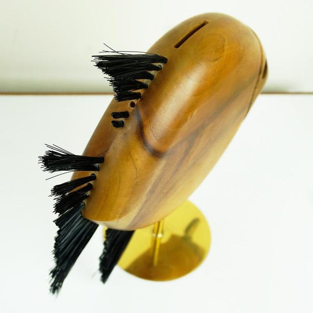 Mid-Century Modern Mid-Century Austrian Walnut and Brass Fish Money Box attributed to Carl Auböck, 1950s For Sale - Image 3 of 16