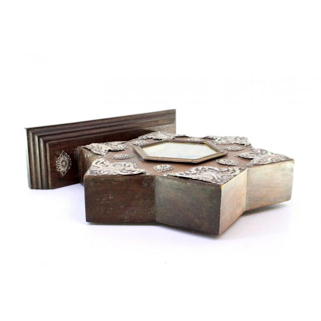 Star-Shaped Wooden Regulator Clock with Silver Applications, in Very Good conditions. Designed 1890 to 1919 This piece has...