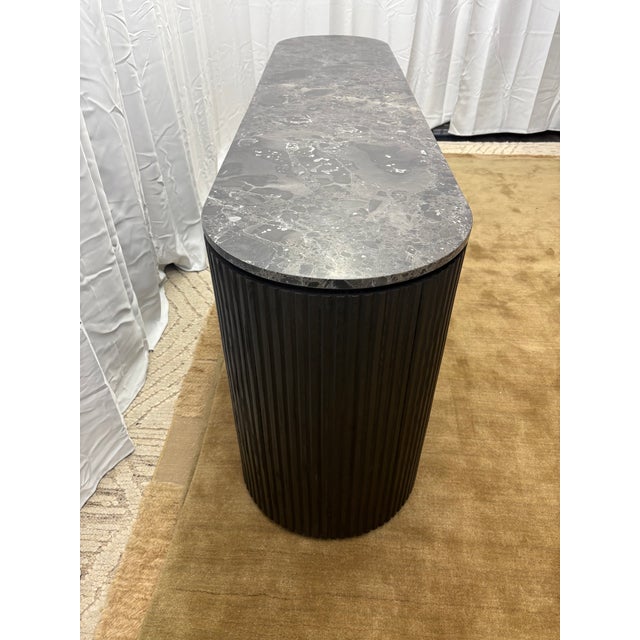 Rh Byron Emperador 4-Door Sideboard – 84” Black Oak With Black Emperador Marble Top For Sale - Image 18 of 18