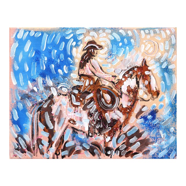 Echo Rider - Original Western Cowgirl Acrylic Painting on Canvas by Jesse Black For Sale