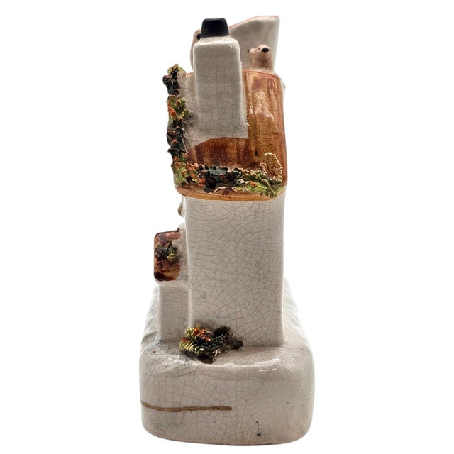 Staffordshire Antique Staffordshire Ceramic Figural Cottage House Smoker 5" For Sale - Image 4 of 14