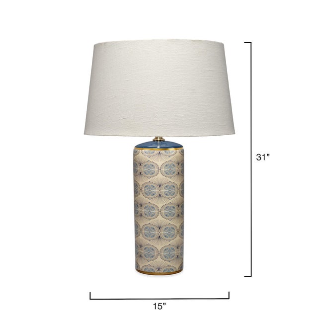 Traditional Jamie Young Harlequin Table Lamp in Cream and Green Patterned Ceramic For Sale - Image 3 of 6