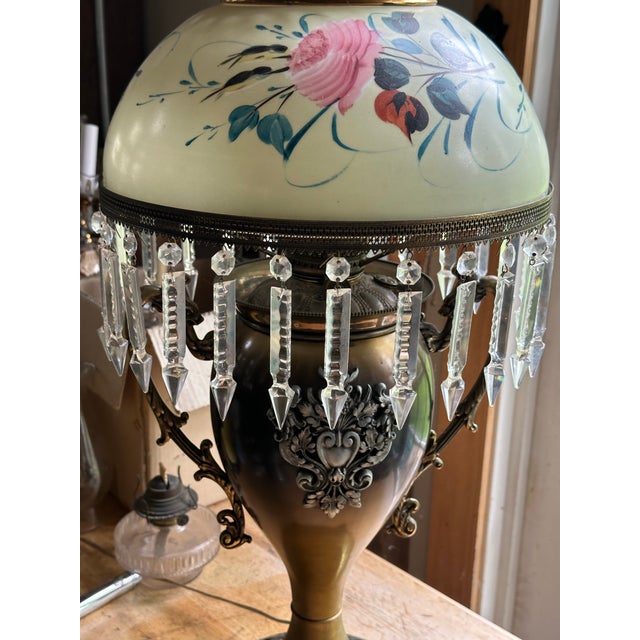 1910s Vintage Large Bradley & Hubbard Kerosene Lamp Electrified For Sale - Image 5 of 12