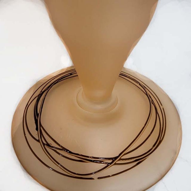 Late 20th Century Vintage 14” Italian Frosted Amber Art Glass Trumpet Vase - Art Nouveau Style For Sale - Image 5 of 12