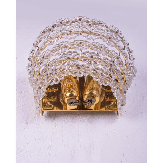 Wall Sconces with Crystal Flowers in the style of Emil Stejnar, Vienna, 1950s, Set of 2 For Sale - Image 6 of 9