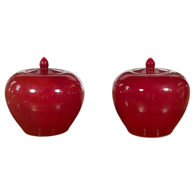 Vintage Chinese Oxblood Finish Jars - A Pair For Sale - Image 13 of 13