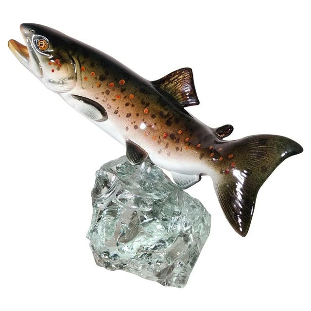 Porcelain Fish on Glass Stand, 1950s For Sale - Image 13 of 13