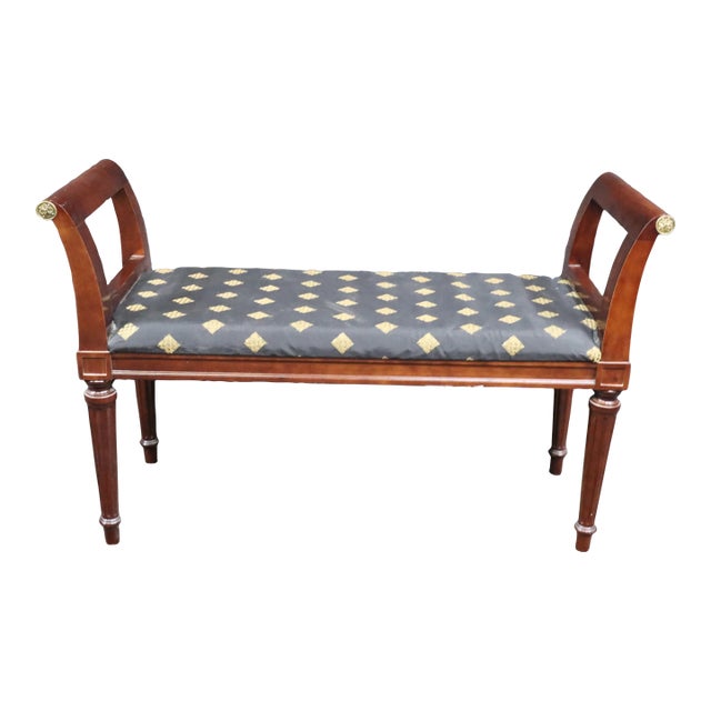 Hollywood Regency Mahogany Bench For Sale