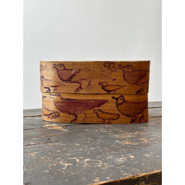 Early 20th Century Antique Bentwood Storage Box With Hand-Painted Bird Motif, Circa Early 20th Century For Sale - Image 5 of 11