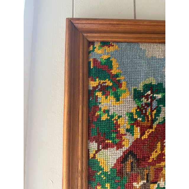 Rustic Vintage Country Cottage Core Needle Point, Cross Stitch Framed Art, Rustic Autumn Art For Sale - Image 3 of 7