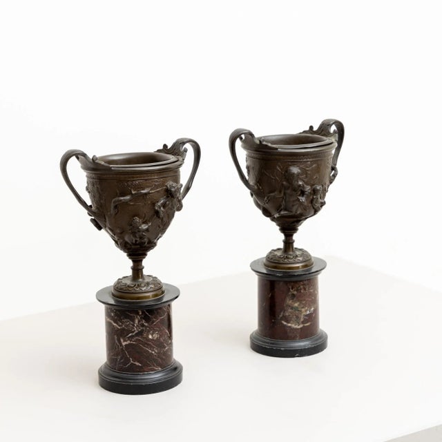 Antique Italian Pompeian Style Tazzas in Bronze, Set of 2 For Sale - Image 3 of 11