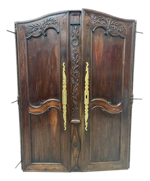 Antique Oak Wardrobe Doors, 1700s, Set of 2