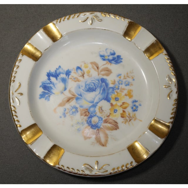 Up for sale is a Vintage Mid 20th Century Czech Concordia Lesov Porcelain Gilded Floral Motif Ashtray! It measures 6 1/8"...